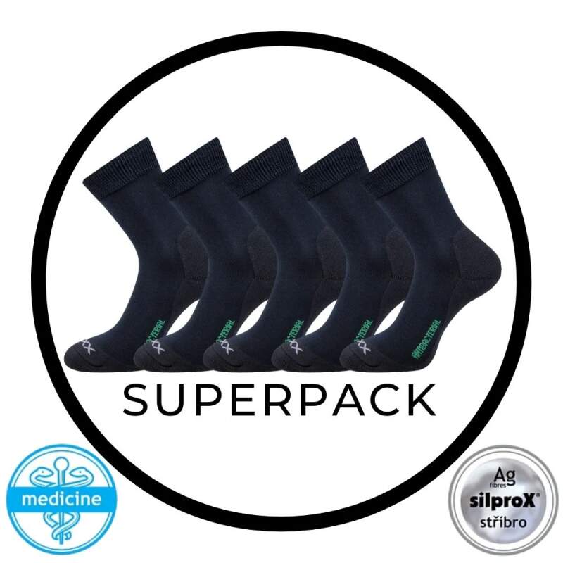 Levně SUPERPACK - ZEUS zdravotní antibakteriální ponožky VoXX - 5 párů Tm. modrá 43-46 5 párů