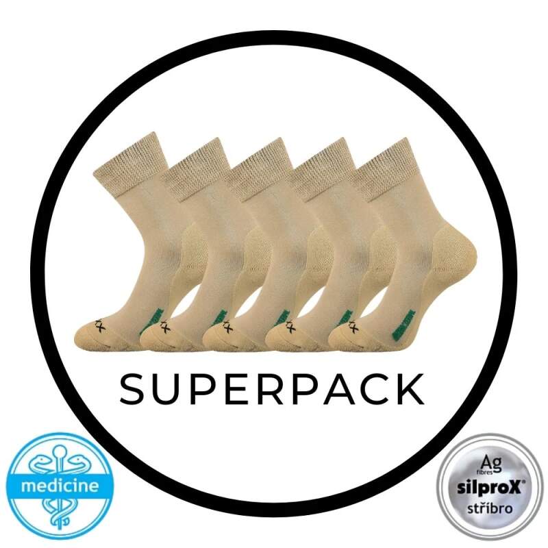 Levně SUPERPACK - ZEUS zdravotní antibakteriální ponožky VoXX - 5 párů Béžová 47-50 5 párů