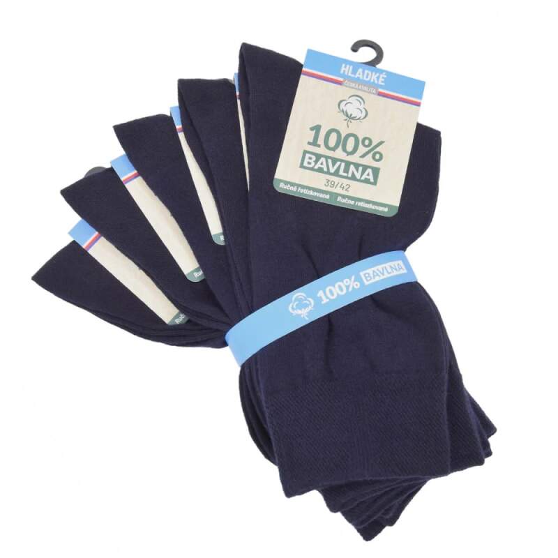 Levně 100% bavlněné hladké jednobarevné ponožky navy 35-38 5 párů