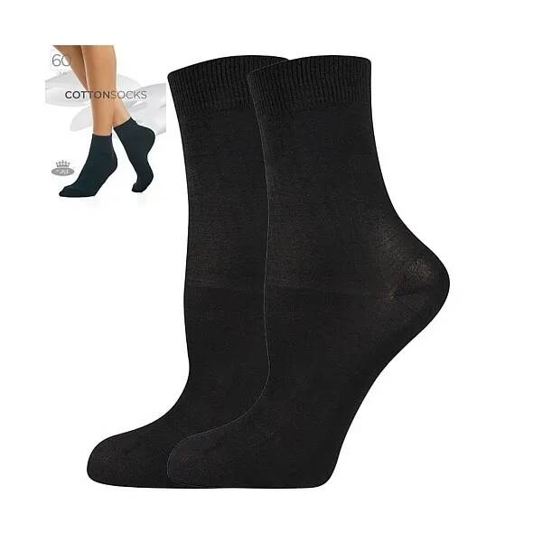 COTTON socks 60 DEN punčochové ponožky Lady B - 6 párů Černá 35-38 6 párů