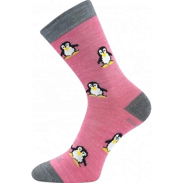 Levně PENGUINIK teplé veselé merino ponožky VoXX Růžová 25-29 1 pár