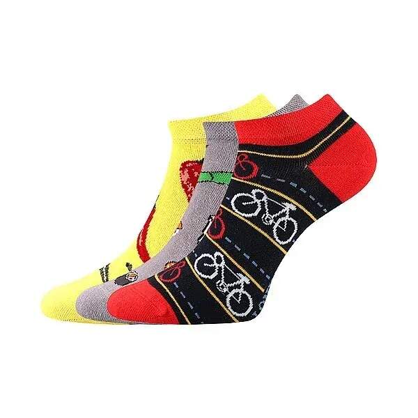 Levně DEDON kotníčkové veselé barevné ponožky Lonka - CYKLO Mix barev 35-38 3 páry