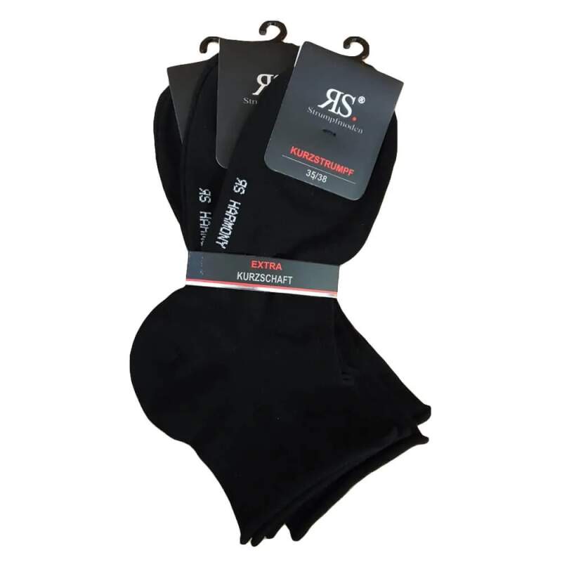 Levně Unisex zdravotní kotníkové ruličkové ponožky extra volný lem RS Černá 35-38 3 páry