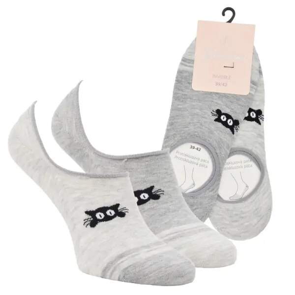 Levně Dámské bambusové kočičí neviditelné sneaker ponožky Zdravé ponožky Šedá / Šedá 39-42 2 páry