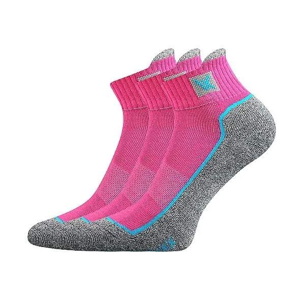 Levně NESTY kotníčkové sportovní ponožky s froté chodidlem VoXX Magenta 35-38 3 páry