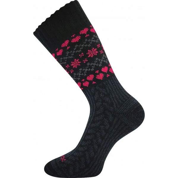 Levně VELTRA zimní merino ponožky s norským vzorem VoXX černá-magenta 39-42 1 pár
