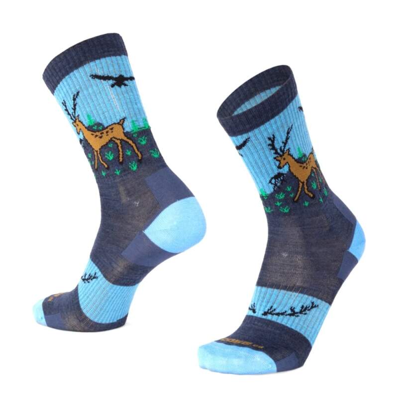 Levně BESKYD DEER veselé merino ponožky Moose modrá 1 pár XXXL