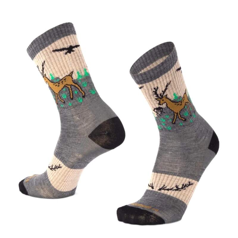Levně BESKYD DEER veselé merino ponožky Moose šedá L