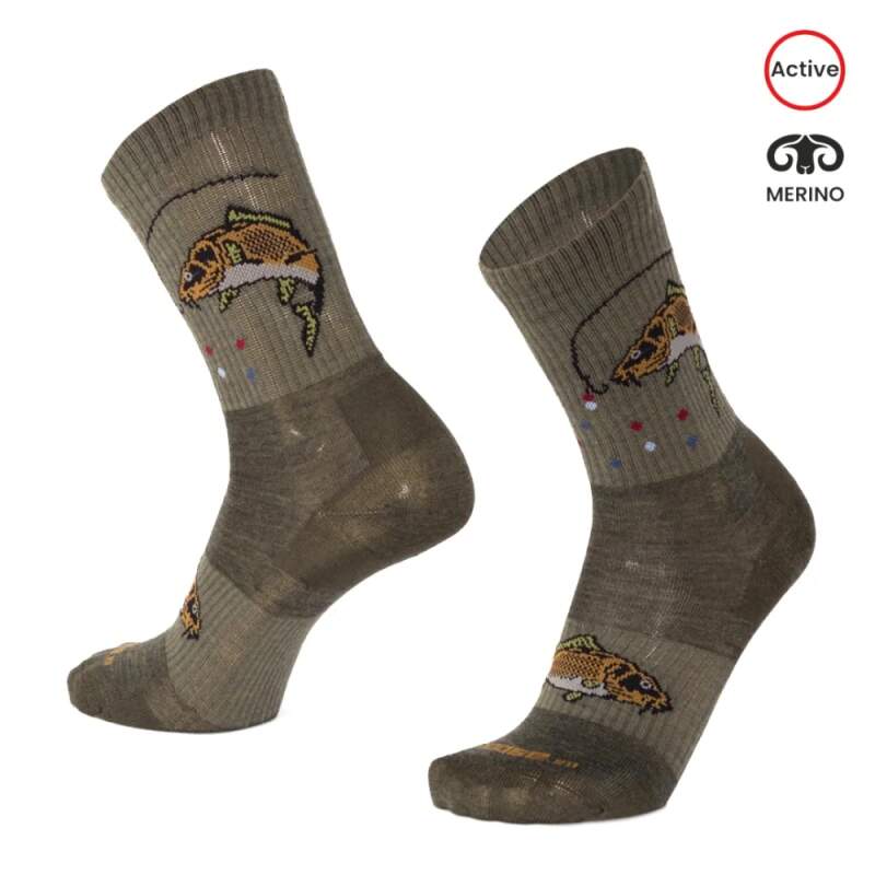 Levně BESKYD CARP veselé merino ponožky Moose zelená L 1 pár