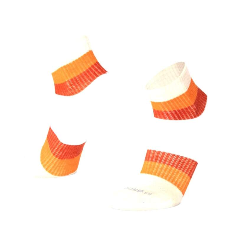 Levně ORLIK RIBBON kotníkové pruhované merino ponožky Moose bílá XXXL 1 pár