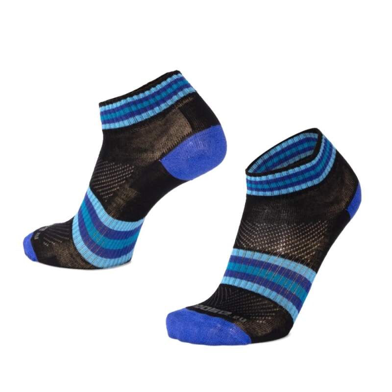 Levně LUZY DASH nízké pruhované merino ponožky Moose modrá 1 pár M