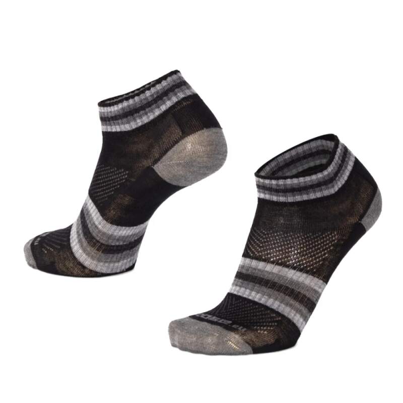 Levně LUZY DASH nízké pruhované merino ponožky Moose šedá 1 pár M