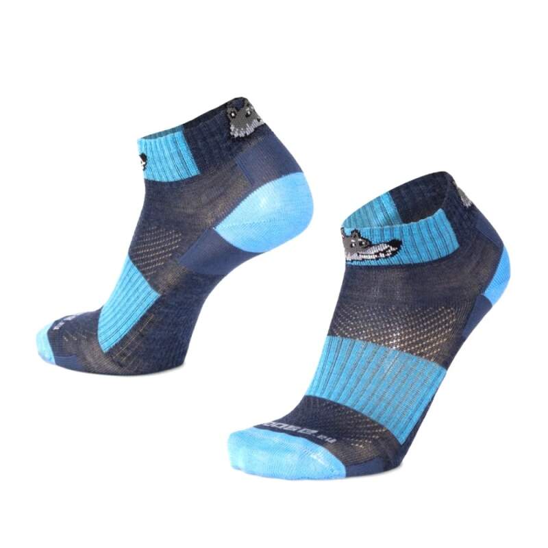 Levně LUZY WOLF nízké veselé merino ponožky s vlkem Moose modrá 1 pár XL