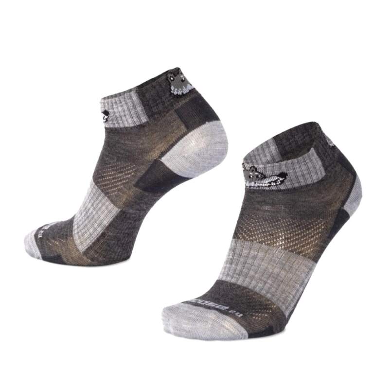 Levně LUZY WOLF nízké veselé merino ponožky s vlkem Moose šedá 1 pár XXL