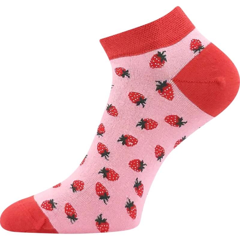 DEWOW trendy kotníčkové veselé ponožky Lonka - JAHODY