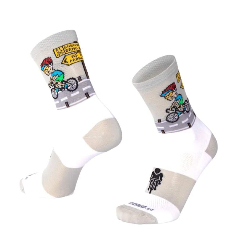 Levně SMILE15 RIDE veselé sportovní ponožky Moose 1 pár XXL Bílá