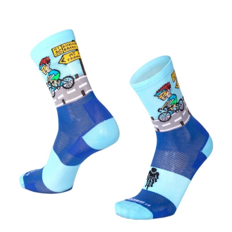 Levně SMILE15 RIDE veselé sportovní ponožky Moose 1 pár 3XL Modrá