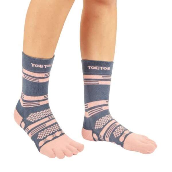 Levně ALL SPORT ANKLE sportovní prstové ponožky ToeToe M Fialová / Růžová 1 pár