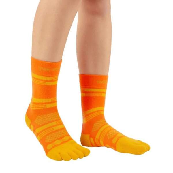 Levně ALL SPORT ANKLE sportovní prstové ponožky ToeToe M Oranžová / Žlutá 1 pár