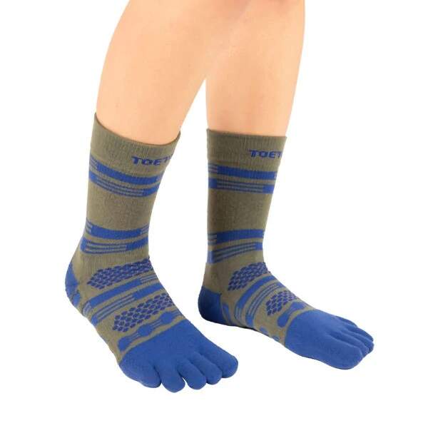 Levně ALL SPORT ANKLE sportovní prstové ponožky ToeToe M Zelená / Modrá 1 pár