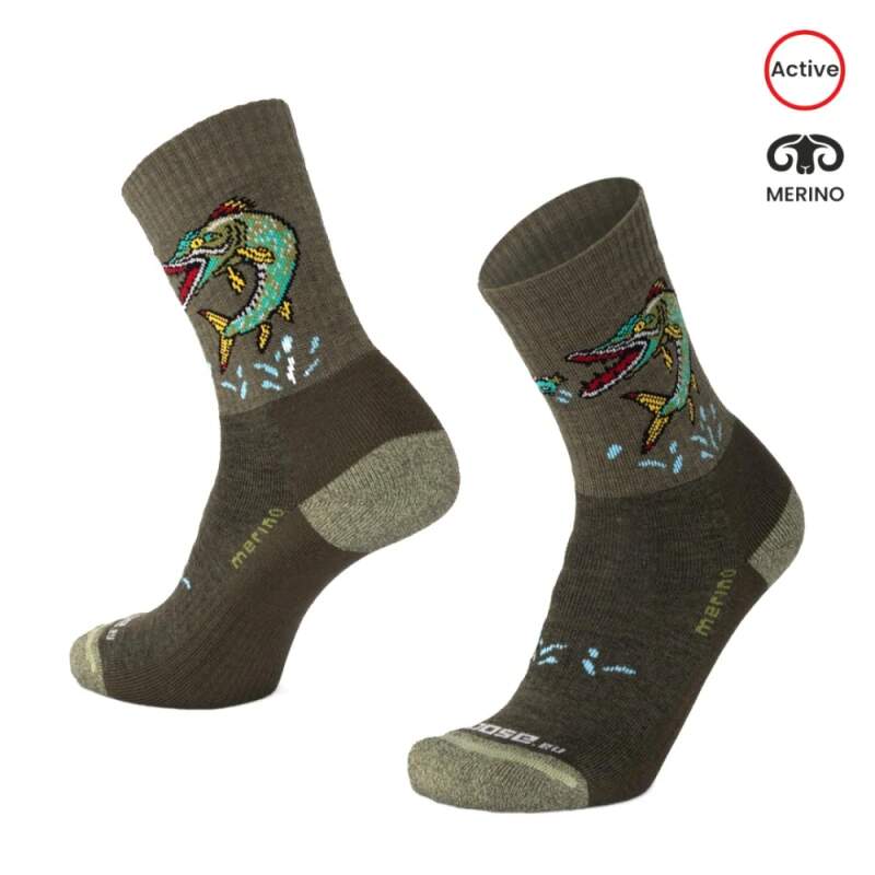 ALP PIKE rybářské celofroté merino ponožky Moose