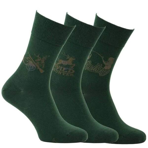 Klasické bavlněné elastické vzorované lovecké ponožky Zdravé ponožky Mix barev 39-42 3 páry