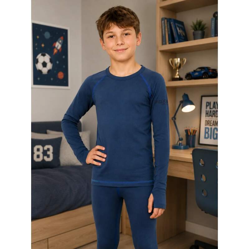 MERINOWOOL 21 dětské vlněné tričko s dlouhým rukávem VoXX Jeans / Modrá 1 kus 134-146